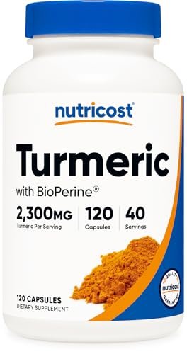 Nutricost Kurkuma Curcumin mit BioPerin und 95 % Curcuminoide, 2300 mg, 120 Kapseln, Vegane Kapseln, 767 mg pro Kapsel, 40 Portionen, Glutenfrei, Nicht-GVO