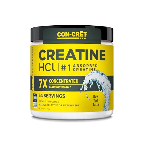 CON-CRET Kreatin HCl Pulver | Muskel-, kognitive und zelluläre Energieunterstützung | Kein Blähbauch oder Krämpfe | Hergestellt in den USA & NSF-zertifiziert | Ungeschmackvoll (64 Portionen)
