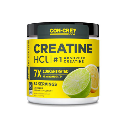 CON-CRET Kreatin HCl Pulver | Muskel-, kognitive & zelluläre Energieunterstützung | Kein Blähbauch oder Krämpfe | Hergestellt in den USA & NSF-zertifiziert | Lemon Lime (64 Portionen)