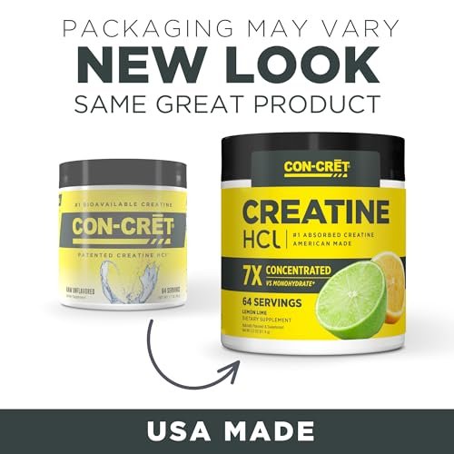 CON-CRET Kreatin HCl Pulver | Muskel-, kognitive & zelluläre Energieunterstützung | Kein Blähbauch oder Krämpfe | Hergestellt in den USA & NSF-zertifiziert | Lemon Lime (64 Portionen)