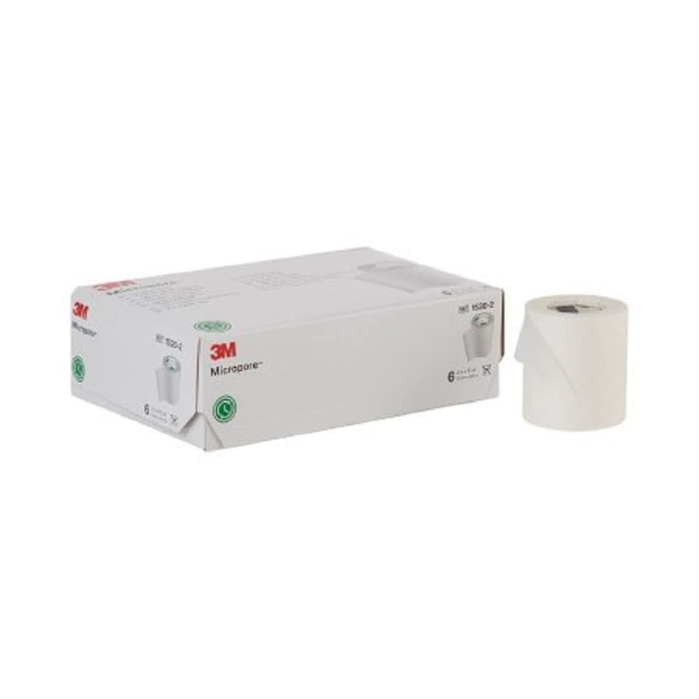 3M Micropore Chirurgisches Klebeband 1530-2, 5 cm x 9,1 m, Weiß, 6 Rollen pro Packung