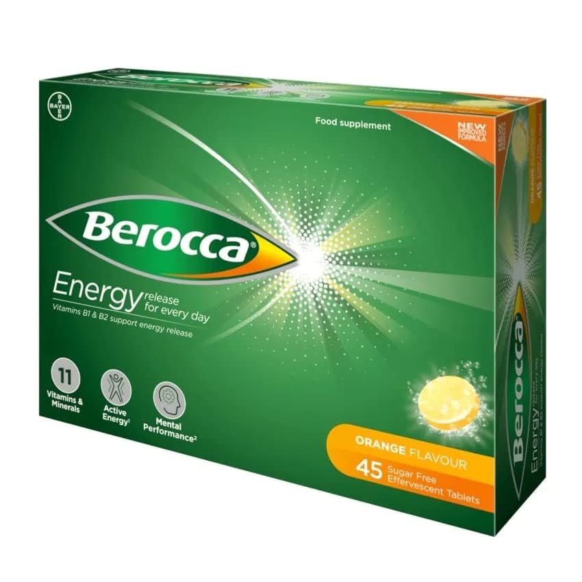Berocca Orange Brausetabletten – 45 Stück, Vitamin- und Mineralstoffkomplex für Energie und Konzentration
