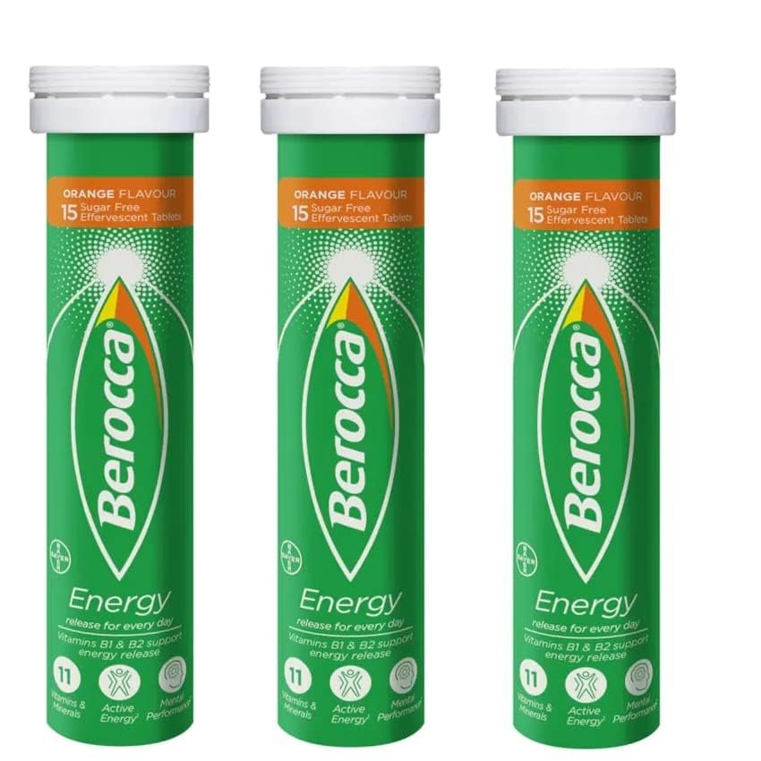 Berocca Orange Brausetabletten – 45 Stück, Vitamin- und Mineralstoffkomplex für Energie und Konzentration