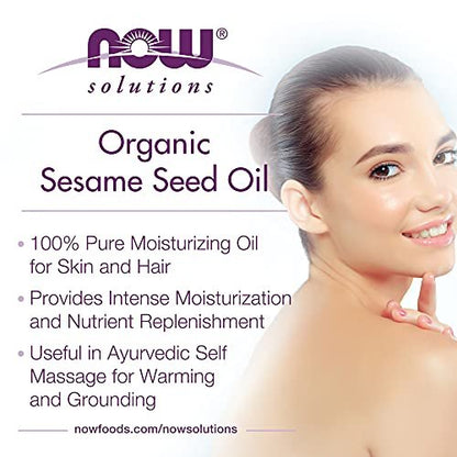 NOW Foods Solutions Bio-Sesamöl, 100% reines Feuchtigkeitsöl für Haut und Haar, mit Vitaminen, Mineralien und Phytonährstoffen, 237 ml