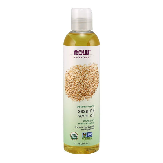 NOW Foods Solutions Bio-Sesamöl, 100% reines Feuchtigkeitsöl für Haut und Haar, mit Vitaminen, Mineralien und Phytonährstoffen, 237 ml