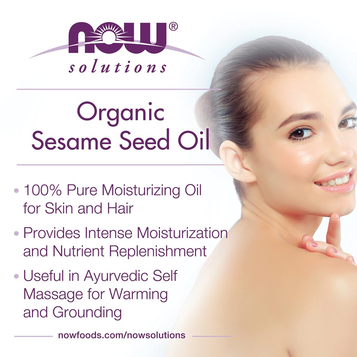 NOW Foods Solutions Bio-Sesamöl, 100% reines Feuchtigkeitsöl für Haut und Haar, mit Vitaminen, Mineralien und Phytonährstoffen, 237 ml