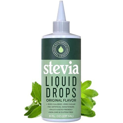 NatriSweet Stevia Flüssigtropfen, 237 ml, 1823 Portionen, reine konzentrierte Tropfen mit null Kalorien und null Kohlenhydraten, köstlicher Zuckerersatz für Keto- und Paleo-Diäten