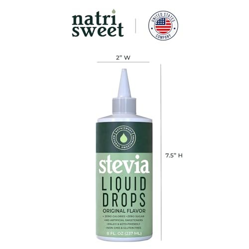 NatriSweet Stevia Flüssigtropfen, 237 ml, 1823 Portionen, reine konzentrierte Tropfen mit null Kalorien und null Kohlenhydraten, köstlicher Zuckerersatz für Keto- und Paleo-Diäten