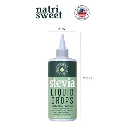 NatriSweet Stevia Flüssigtropfen, 237 ml, 1823 Portionen, reine konzentrierte Tropfen mit null Kalorien und null Kohlenhydraten, köstlicher Zuckerersatz für Keto- und Paleo-Diäten