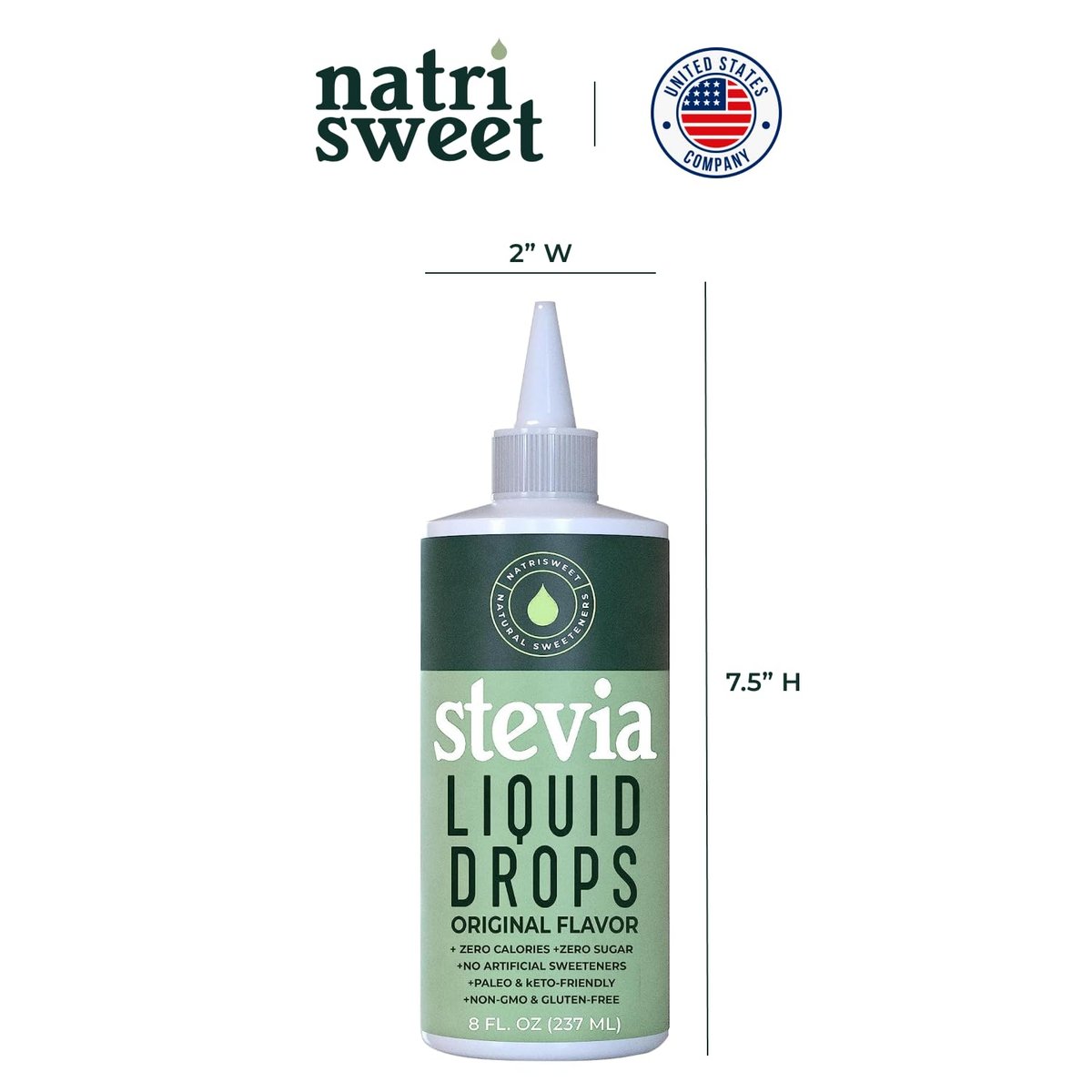 NatriSweet Stevia Flüssigtropfen, 237 ml, 1823 Portionen, reine konzentrierte Tropfen mit null Kalorien und null Kohlenhydraten, köstlicher Zuckerersatz für Keto- und Paleo-Diäten