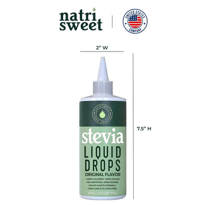NatriSweet Stevia Flüssigtropfen, 237 ml, 1823 Portionen, reine konzentrierte Tropfen mit null Kalorien und null Kohlenhydraten, köstlicher Zuckerersatz für Keto- und Paleo-Diäten