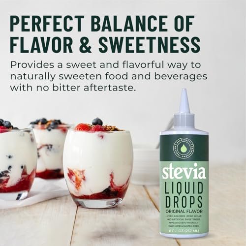 NatriSweet Stevia Flüssigtropfen, 237 ml, 1823 Portionen, reine konzentrierte Tropfen mit null Kalorien und null Kohlenhydraten, köstlicher Zuckerersatz für Keto- und Paleo-Diäten
