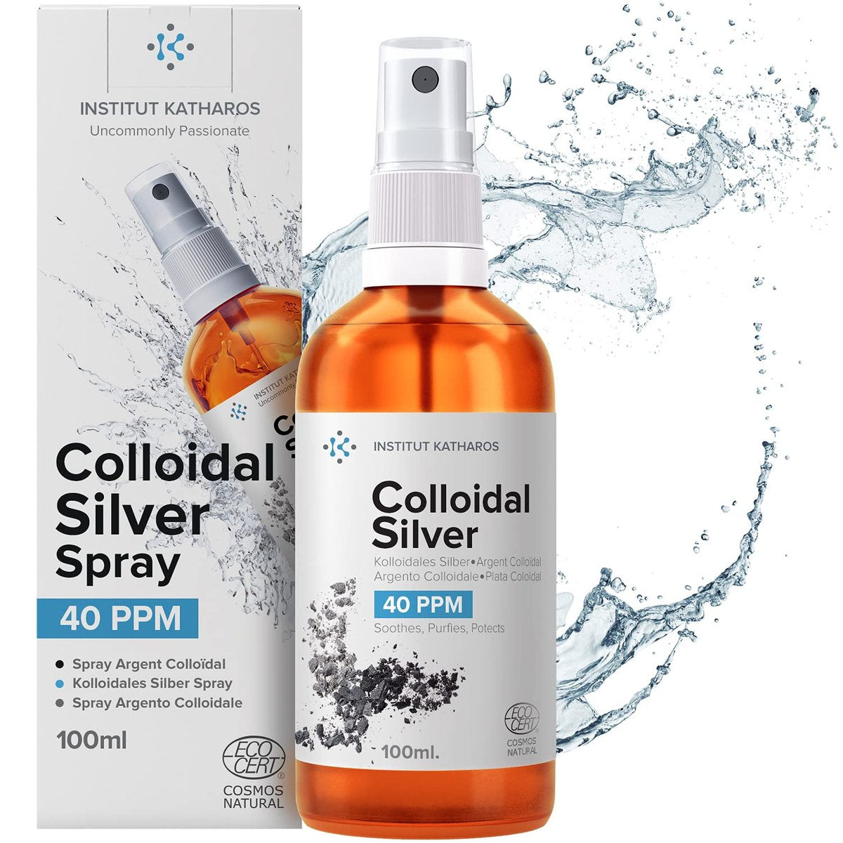 Kolloidales Silber Spray 100 ml ● Bioaktives Hydrosol Silberwasser ● Natürliches Nano-Sol-Ergänzungsmittel ● Ionische Mineralien 40 PPM ● Organisch Strukturiertes Kolloidalspray