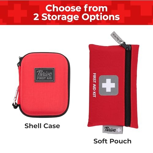 Thrive Mini Erste-Hilfe-Set – Kompaktes Reise-Set, wasserdicht, 66-teilig, rot