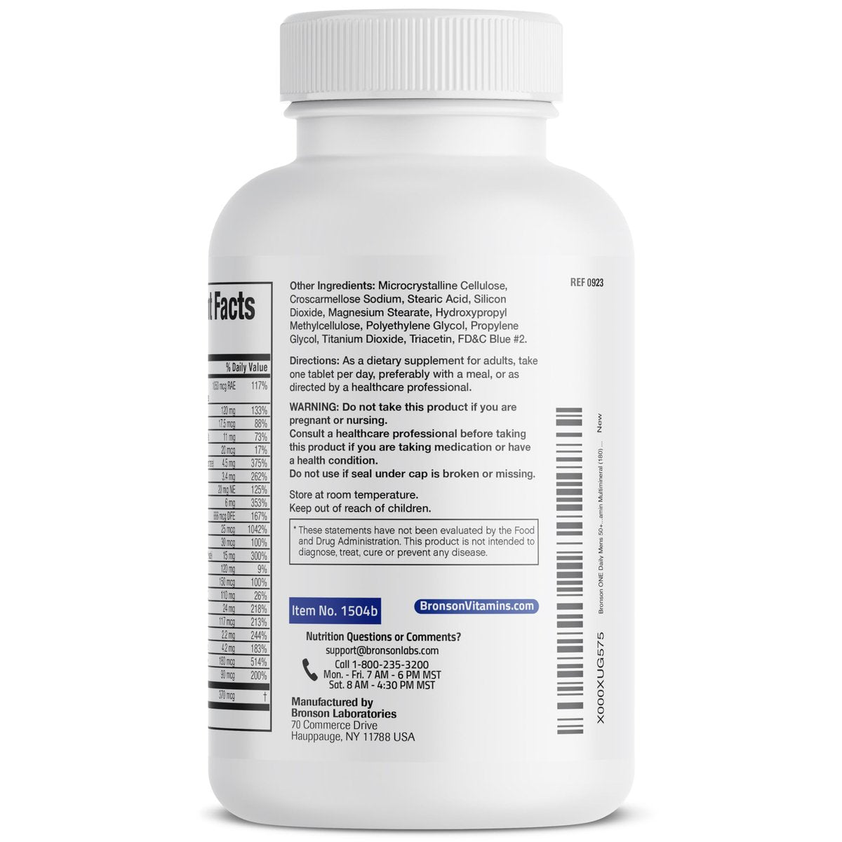 Bronson ONE Daily Men's 50+ Complete Multivitamin Multimineral, 180 Tabletten