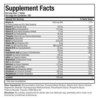 Bronson ONE Daily Men's 50+ Complete Multivitamin Multimineral, 180 Tabletten