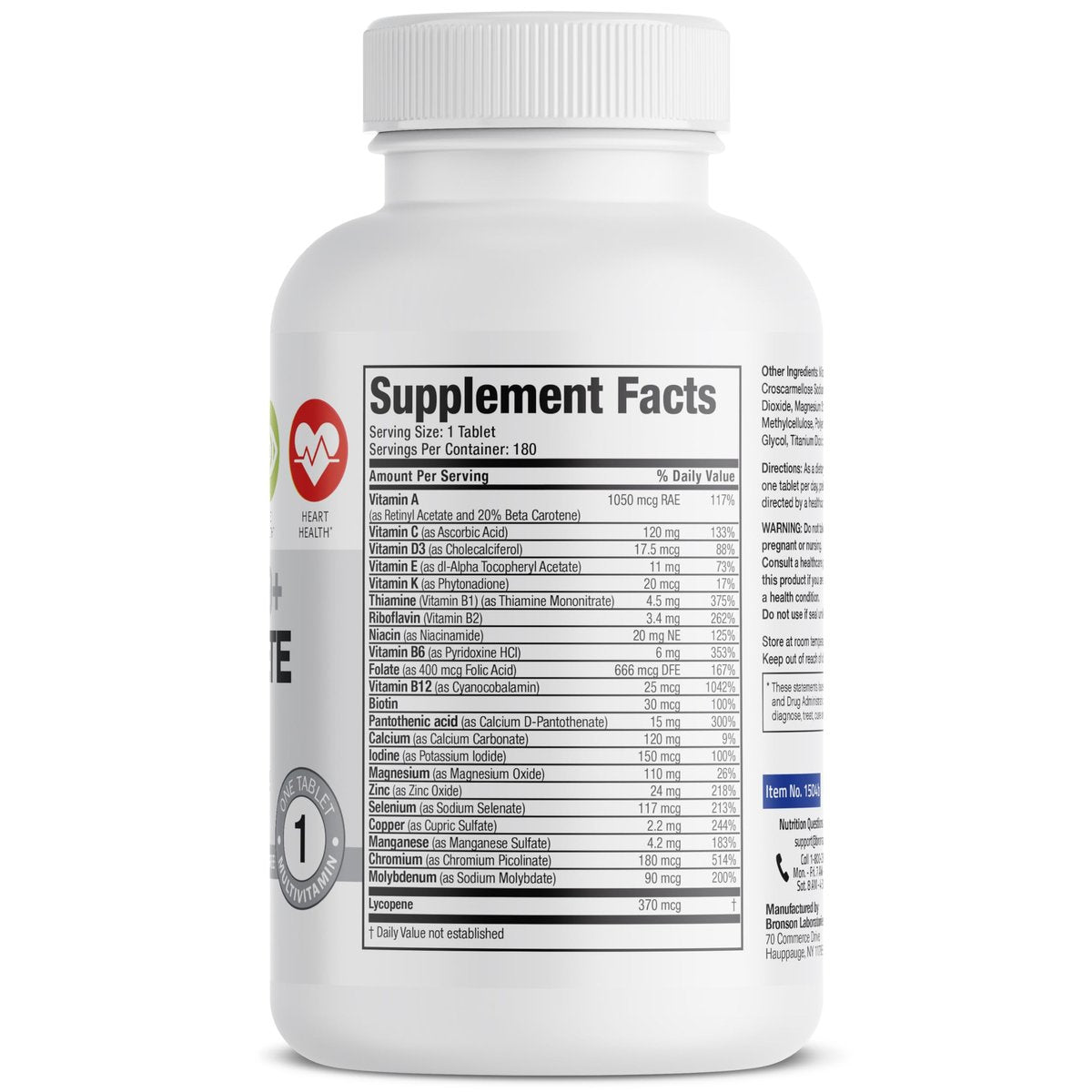 Bronson ONE Daily Men's 50+ Complete Multivitamin Multimineral, 180 Tabletten