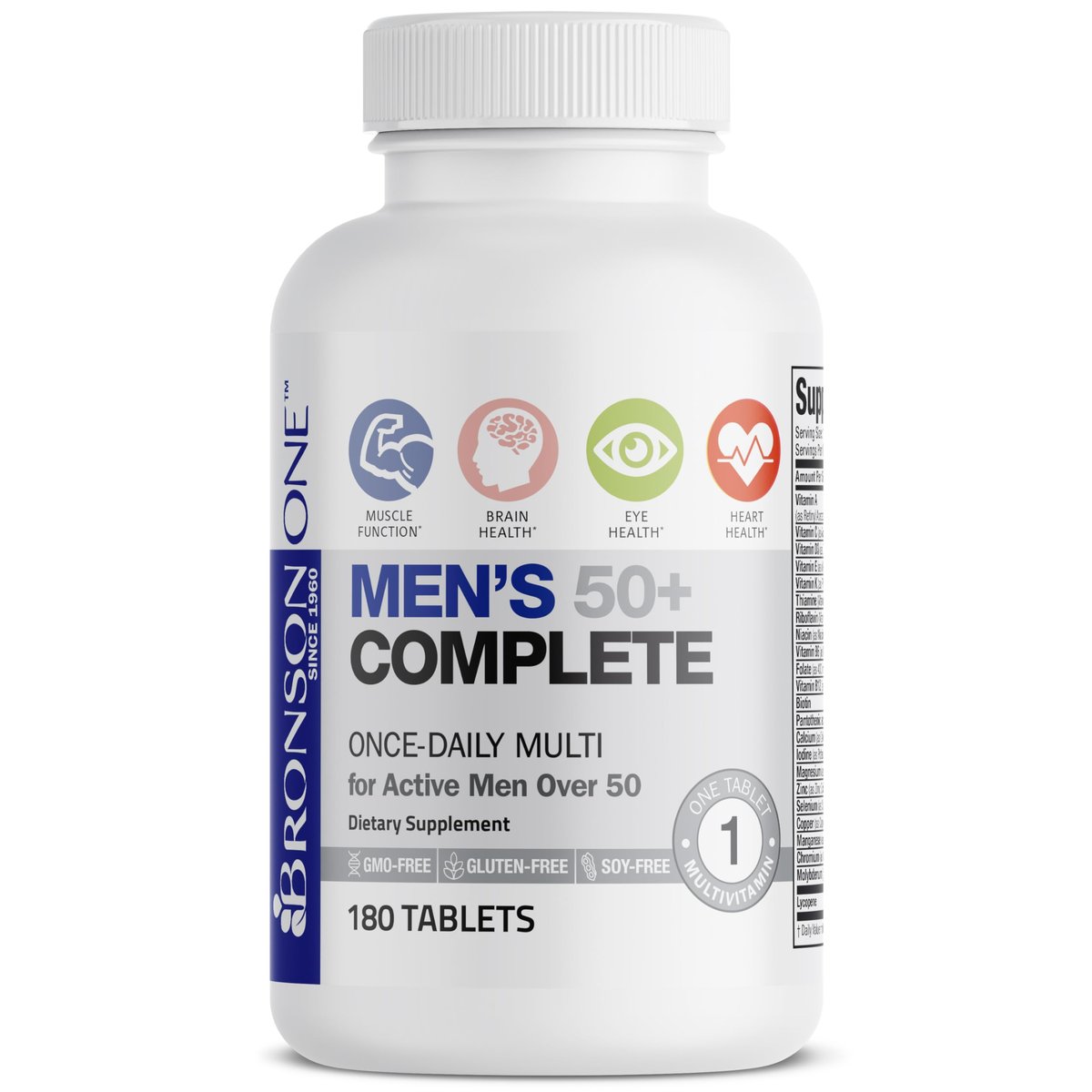 Bronson ONE Daily Men's 50+ Complete Multivitamin Multimineral, 180 Tabletten