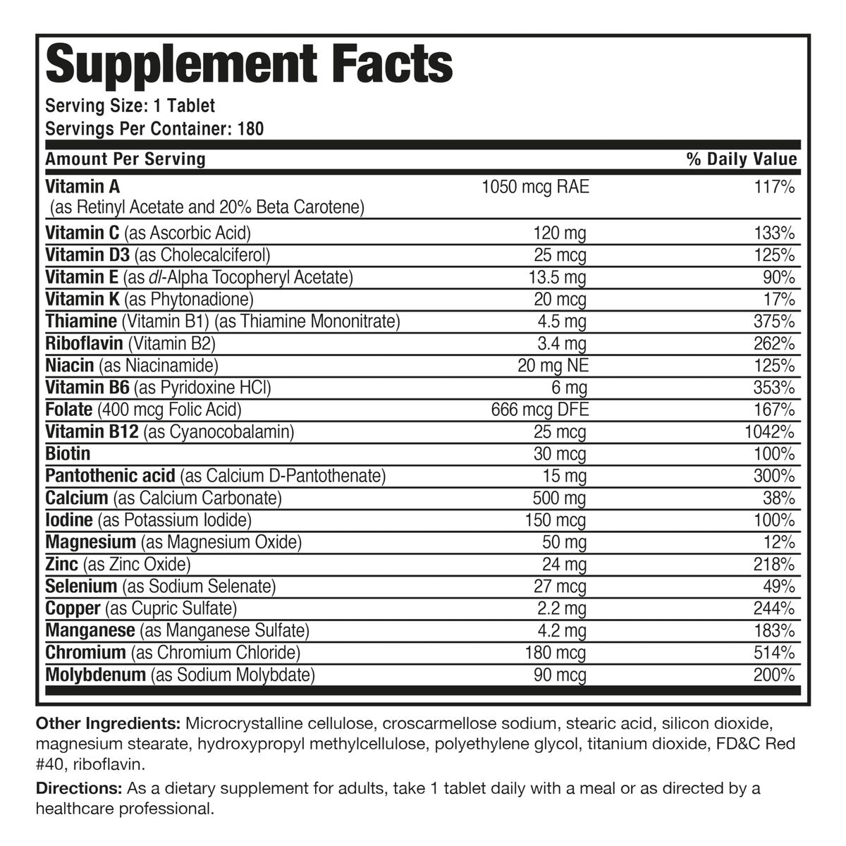 Bronson ONE Daily Frauen 50+ Komplett Multivitamin Multimineral, 180 Tabletten