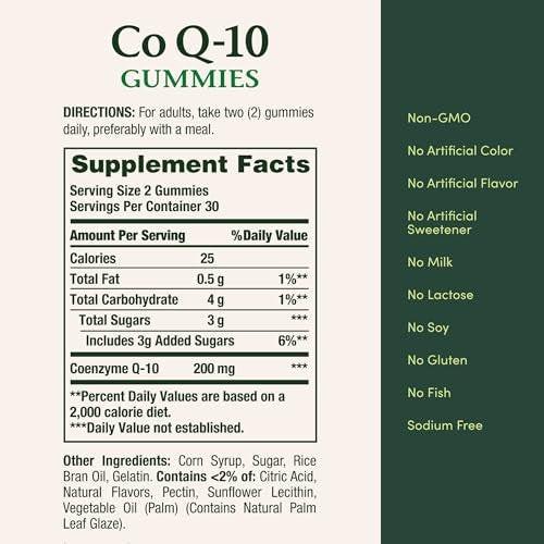 Nature's Bounty CoQ10 Gummis – 200 mg CoQ10 für die Herzgesundheit, Pfirsich-Mango-Geschmack, 60 Stück