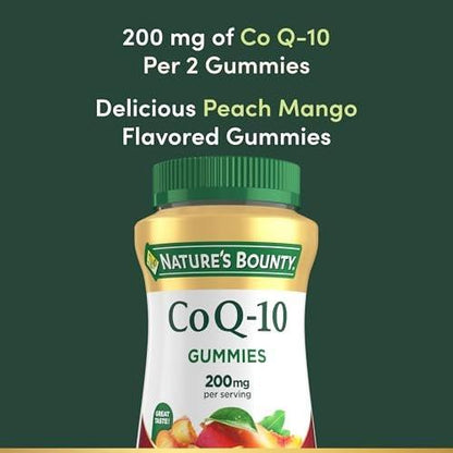 Nature's Bounty CoQ10 Gummis – 200 mg CoQ10 für die Herzgesundheit, Pfirsich-Mango-Geschmack, 60 Stück