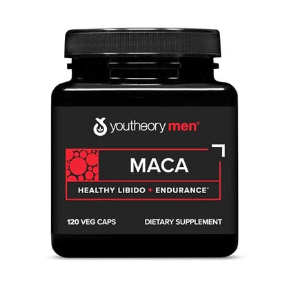 Youtheory Men's Maca – Veganes Maca-Supplement für Männer – Unterstützt Energie, Ausdauer und Stärke* – Laktose-, Soja- und Glutenfrei – 120 pflanzliche Kapseln