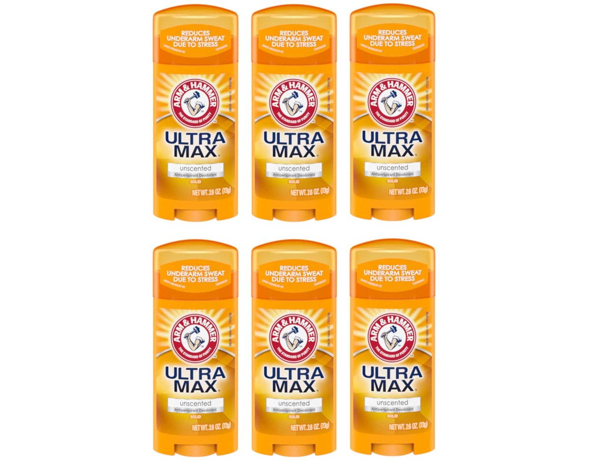 ARM & HAMMER ULTRAMAX Antitranspirant Deodorant Invisible Solid Unscented 2,6 oz (6er-Pack)