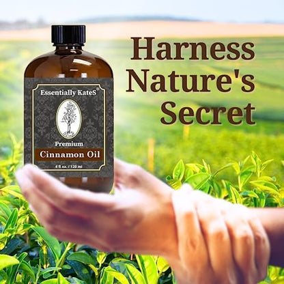 Premium Zimtöl 4 Fl Oz mit großer Pipette und Sprühflasche - 100% rein, natürlich & therapeutisch - Reinigung, DIY Seife, Diffuser, Aromatherapie, Garten und Küche - Innen- und Außenbereich