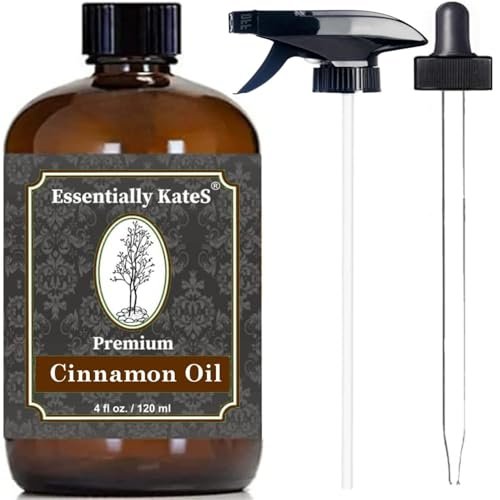 Premium Zimtöl 4 Fl Oz mit großer Pipette und Sprühflasche - 100% rein, natürlich & therapeutisch - Reinigung, DIY Seife, Diffuser, Aromatherapie, Garten und Küche - Innen- und Außenbereich