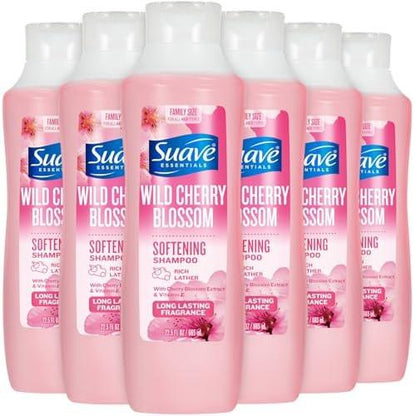 Suave Shampoo Wild Cherry Blossom 6er-Pack – Pflegendes Shampoo mit Vitamin E, 22,5 Oz pro Flasche