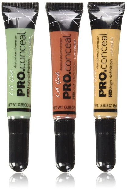 L.A. Girl Pro Conceal Set – 3 Korrektur-Farben: Orange, Gelb, Grün (GC990 + GC991 + GC992) – Bundle