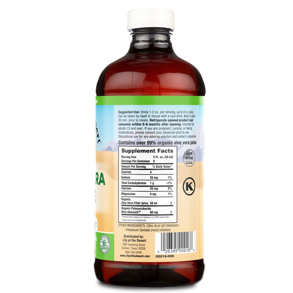 Lily of the Desert Organischer Aloe Vera Saft – Inneres Filet, 473 ml