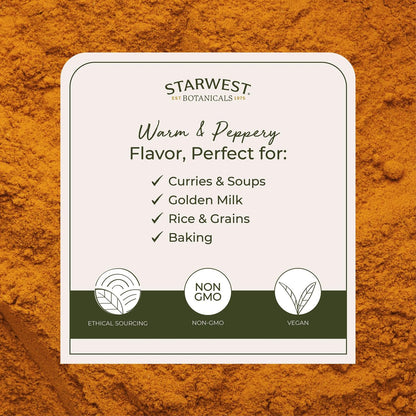 Starwest Botanicals Bio Kurkuma Wurzelpulver gemahlen – Curcumin Gewürz zum Kochen & Würzen, natürliche Antioxidantienquelle, Immununterstützung, koscher zertifiziert, nicht gentechnisch verändert – 1 kg Beutel