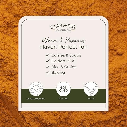 Starwest Botanicals Bio Kurkuma Wurzelpulver gemahlen – Curcumin Gewürz zum Kochen & Würzen, natürliche Antioxidantienquelle, Immununterstützung, koscher zertifiziert, nicht gentechnisch verändert – 1 kg Beutel