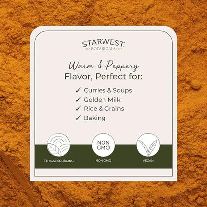 Starwest Botanicals Bio Kurkuma Wurzelpulver gemahlen – Curcumin Gewürz zum Kochen & Würzen, natürliche Antioxidantienquelle, Immununterstützung, koscher zertifiziert, nicht gentechnisch verändert – 1 kg Beutel