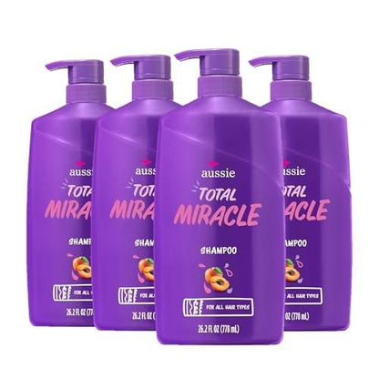 Aussie Total Miracle Shampoo mit Aprikose & Macadamiaöl, parabenfrei, 26,2 Fl Oz (4er-Pack)