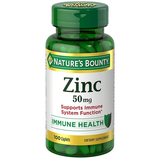 Nature's Bounty Zink 50 mg Tabletten, unaromatisiert, 100 Stück, Packung mit 2