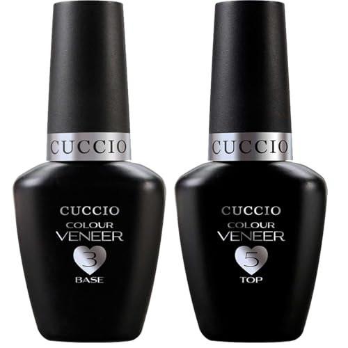 Cuccio Veneer Treatment Pack – Komplettes LED/UV-Gel-Nagelsystem mit Prep, Fuse, Base und Top Coat, 13 ml pro Flasche