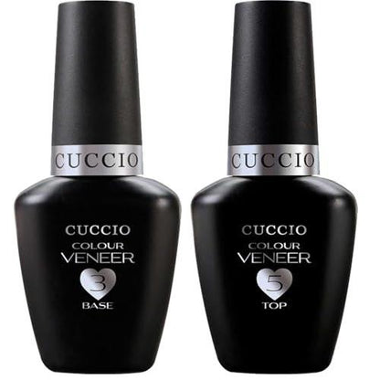 Cuccio Veneer Treatment Pack – Komplettes LED/UV-Gel-Nagelsystem mit Prep, Fuse, Base und Top Coat, 13 ml pro Flasche