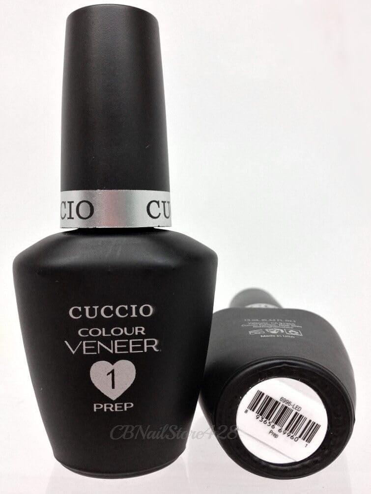 Cuccio Veneer Treatment Pack – Komplettes LED/UV-Gel-Nagelsystem mit Prep, Fuse, Base und Top Coat, 13 ml pro Flasche