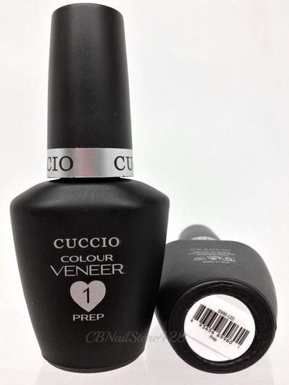 Cuccio Veneer Treatment Pack – Komplettes LED/UV-Gel-Nagelsystem mit Prep, Fuse, Base und Top Coat, 13 ml pro Flasche