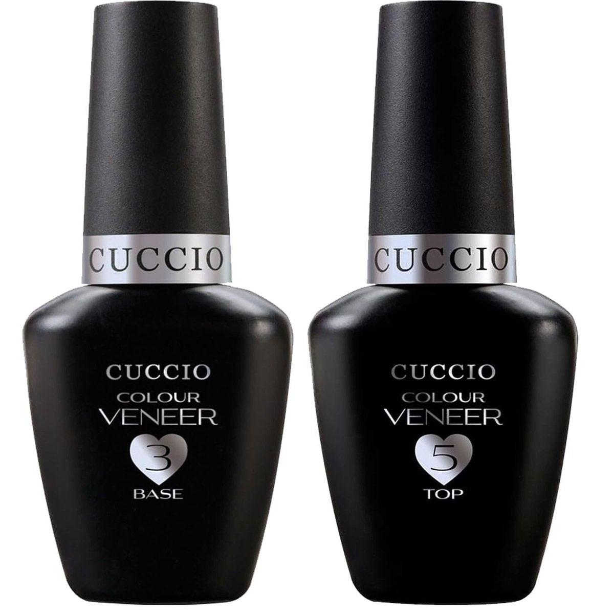 Cuccio Veneer Treatment Pack – Komplettes LED/UV-Gel-Nagelsystem mit Prep, Fuse, Base und Top Coat, 13 ml pro Flasche