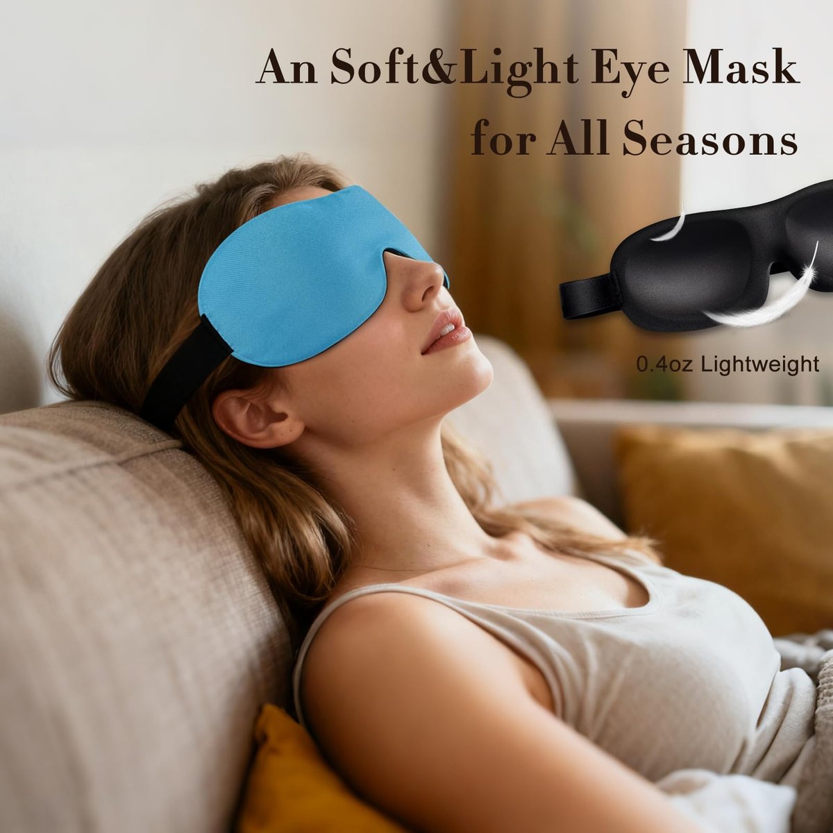 PrettyCare 3D Schlafmaske 2er-Pack – Ergonomische Augenmaske für Seitenschläfer, Konturierte Schlafmaske mit Memory-Schaum, Verdunkelnd für Männer, inkl. Ohrstöpsel und Reisetasche (Schwarz & Blau)