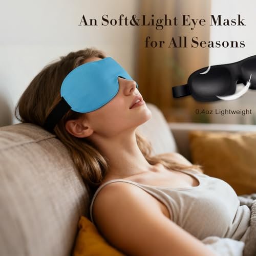 PrettyCare 3D Schlafmaske 2er-Pack – Ergonomische Augenmaske für Seitenschläfer, Konturierte Schlafmaske mit Memory-Schaum, Verdunkelnd für Männer, inkl. Ohrstöpsel und Reisetasche (Schwarz & Blau)