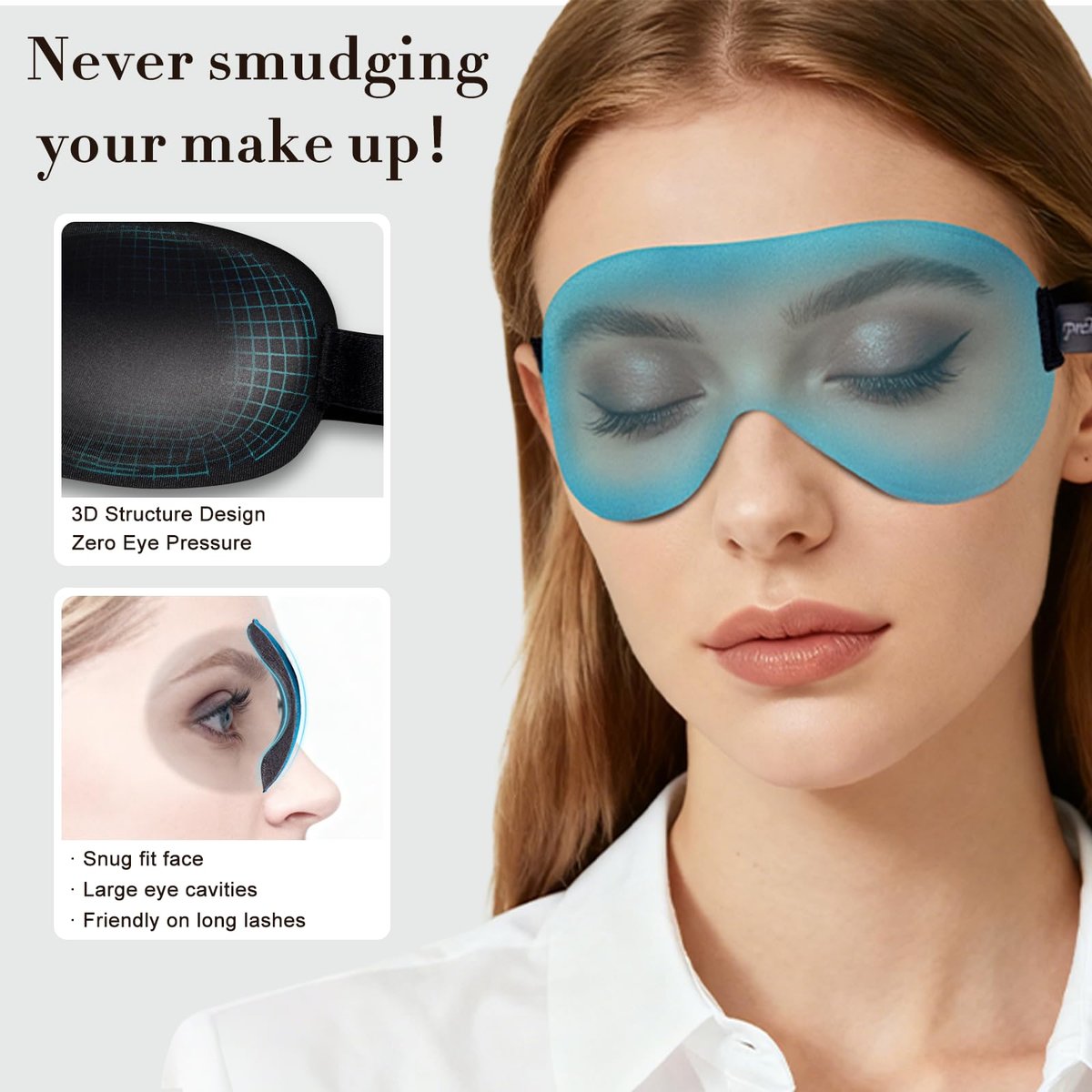 PrettyCare 3D Schlafmaske 2er-Pack – Ergonomische Augenmaske für Seitenschläfer, Konturierte Schlafmaske mit Memory-Schaum, Verdunkelnd für Männer, inkl. Ohrstöpsel und Reisetasche (Schwarz & Blau)
