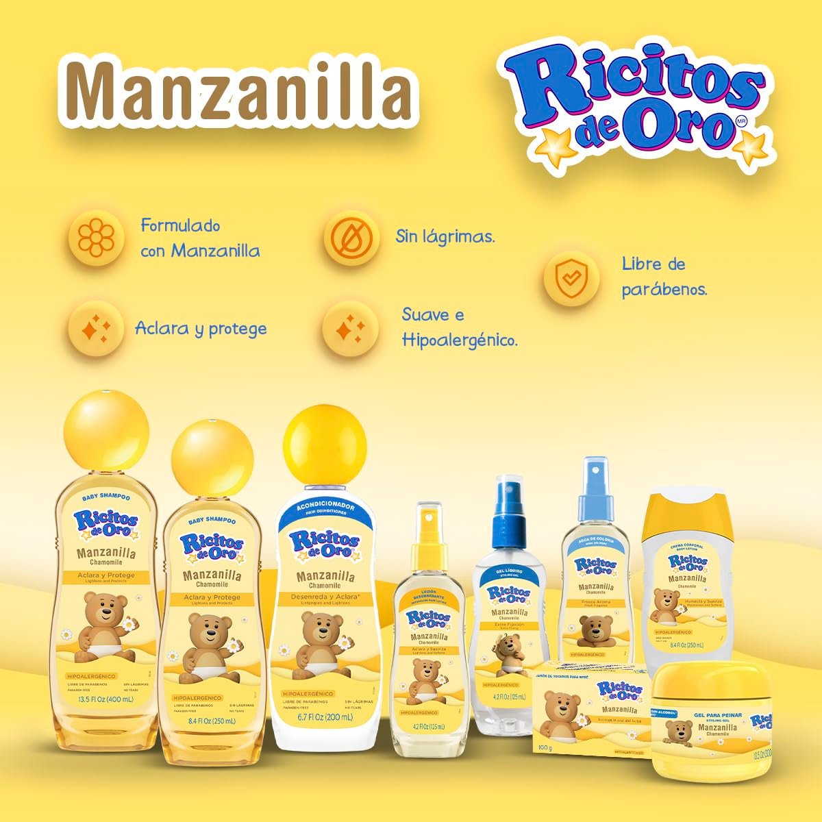 Ricitos de Oro Klärende Lotion Kamille Goldilocks 125 ml – Stylingprodukt für klares, glänzendes Haar