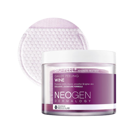 DERMALOGY by NEOGENLAB Bio-Peel Gauze Peeling Pads (Wein, 30 Tücher) – Peeling-Pads mit PHA, Rotwein & Resveratrol für sanftes Peeling & straffende Wirkung – Koreanische Hautpflege