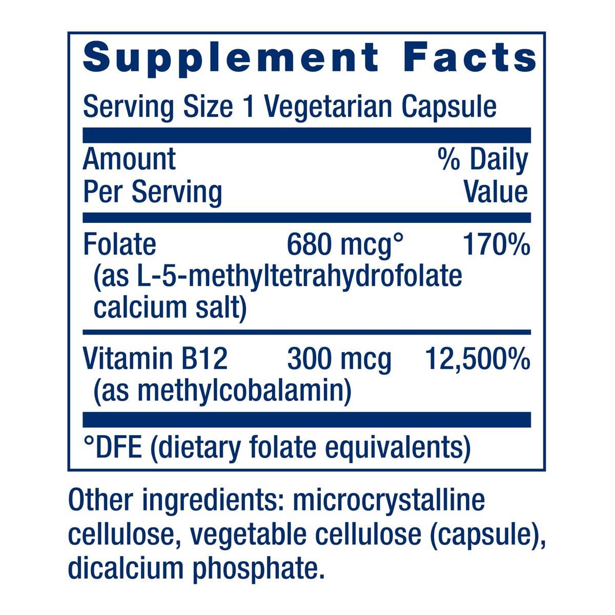 Life Extension BioActive Folat & Vitamin B12 – Unterstützt Herz, Gehirn und Magen-Darm-Trakt, Nicht-GVO, Glutenfrei, Vegetarisch, 90 Kapseln