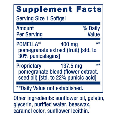 Life Extension Pomegranate Complete - Granatapfel-Extrakt aus Frucht, Blüte und Samenöl - Herz-Kreislauf-Gesundheit, antioxidative Unterstützung, Superfood-Ergänzung - glutenfrei, nicht-GVO, 30 Softgels