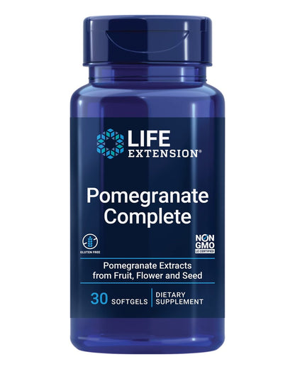 Life Extension Pomegranate Complete - Granatapfel-Extrakt aus Frucht, Blüte und Samenöl - Herz-Kreislauf-Gesundheit, antioxidative Unterstützung, Superfood-Ergänzung - glutenfrei, nicht-GVO, 30 Softgels